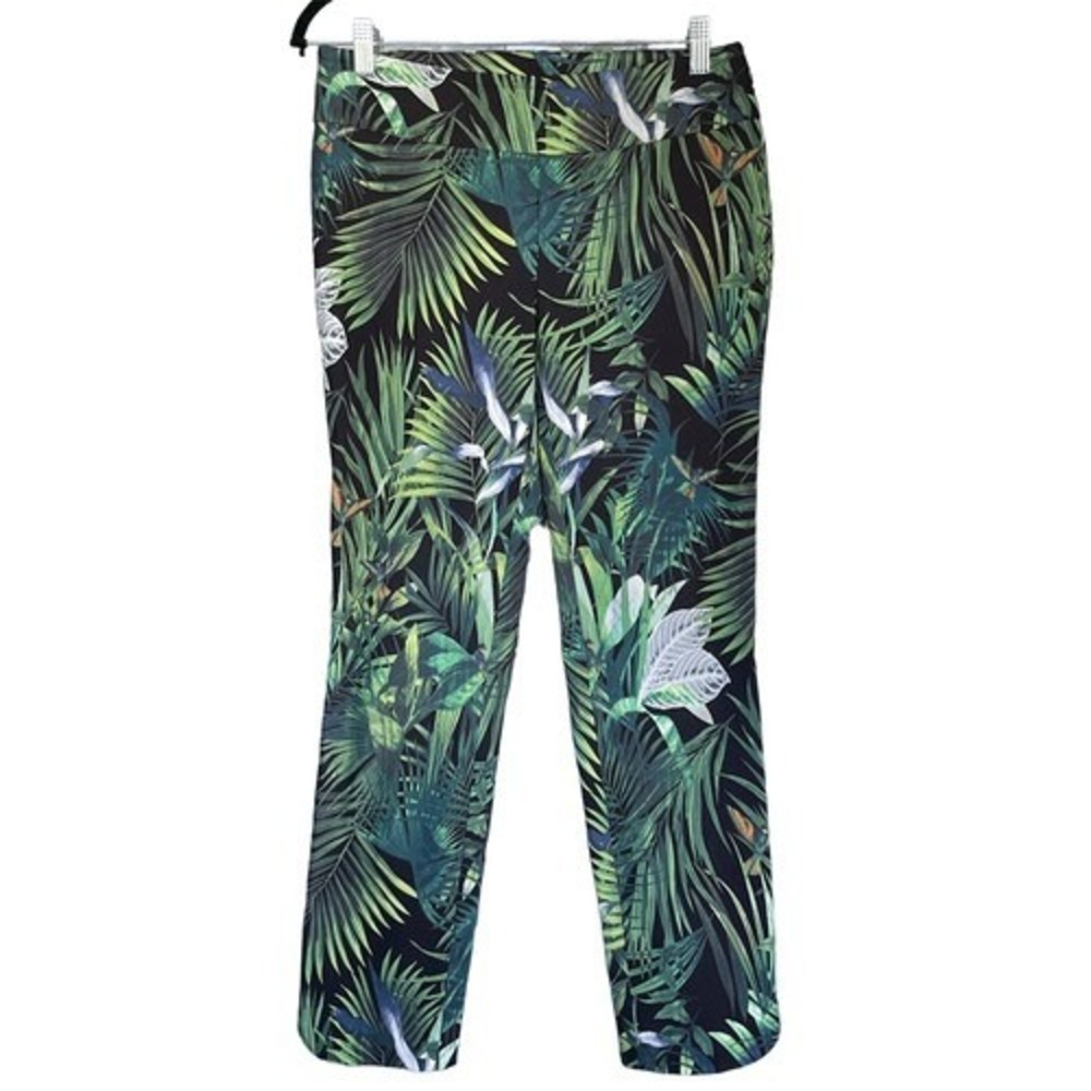 T8 Soft Surroundings Tropical Palm Print Stretch Cropped Pants Women's Small